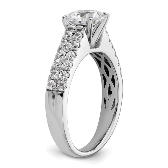 14K White Gold 2-Row Peg Set 5/8 carat Diamond Semi-mount Engagement Ring
