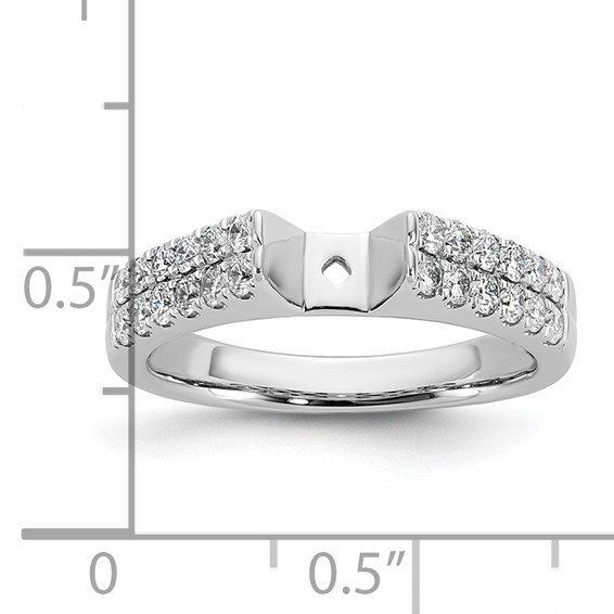 14K White Gold 2-Row Peg Set 5/8 carat Diamond Semi-mount Engagement Ring