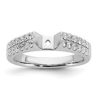 14K White Gold 2-Row Peg Set 5/8 carat Diamond Semi-mount Engagement Ring