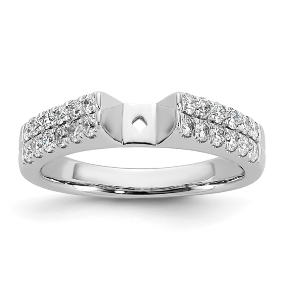 14K White Gold 2-Row Peg Set 5/8 carat Diamond Semi-mount Engagement Ring