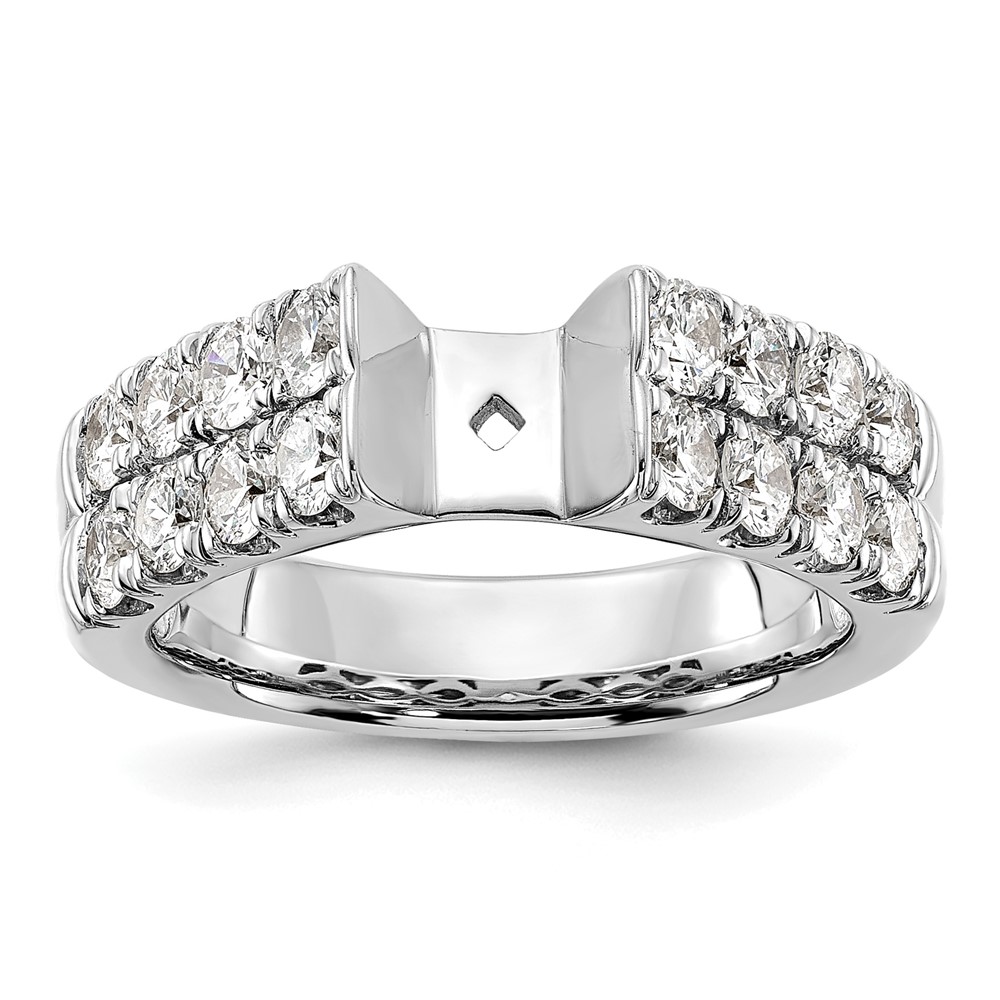 14K White Gold 1.38 Carat Lab Grown Diamond VS SI+ G+ Semi-Mount Peg Set Engagement Ring