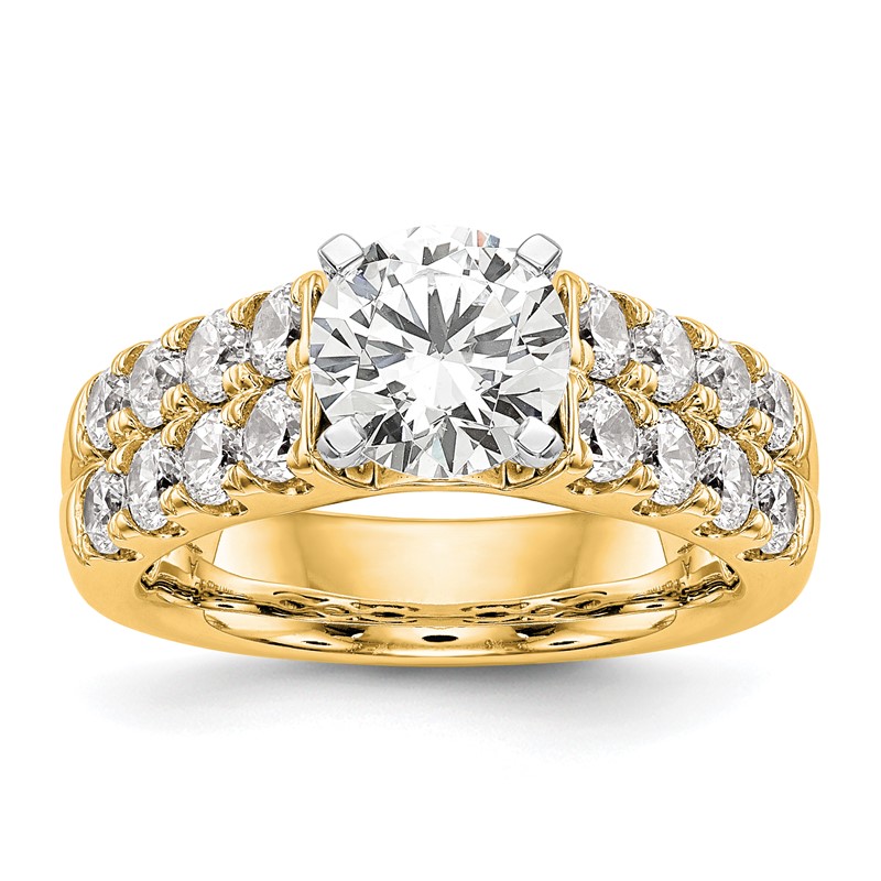 14k 1 3/8 carat Lab Grown Diamond VS/SI+ G+ Semi-Mount Peg Set Engagement Ring