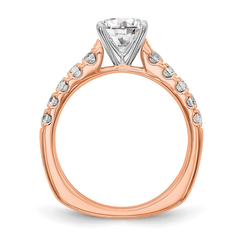 True Origin 14K Rose Gold 1/2 carat Lab Grown Diamond VS  D E F  Semi Mount Peg Set Ring