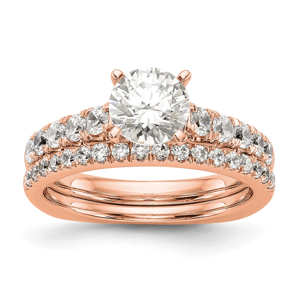 True Origin 14K Rose Gold 1/2 carat Lab Grown Diamond VS  D E F  Semi Mount Peg Set Ring (RM2939E-051-RLD)
