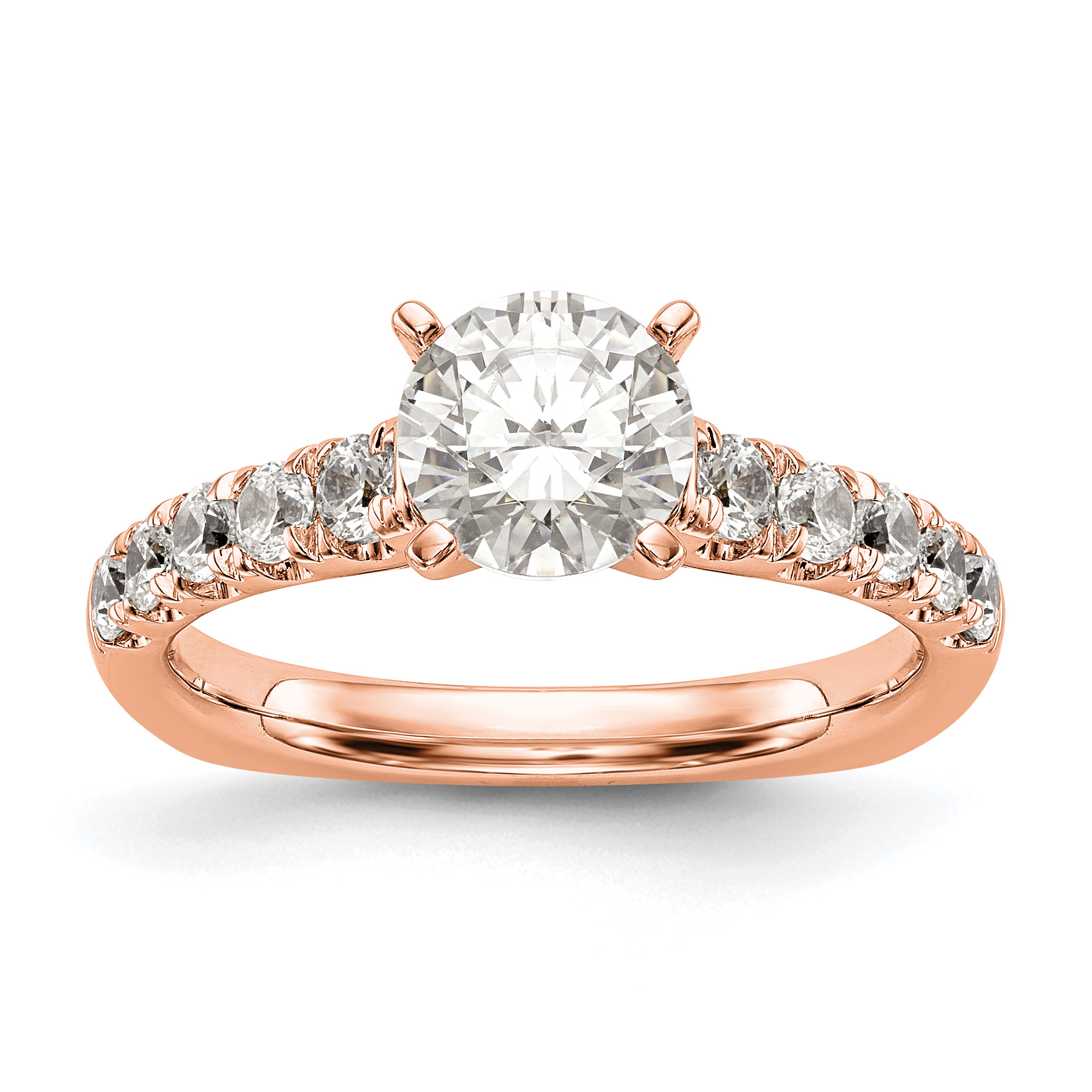 True Origin 14K Rose Gold 1/2 carat Lab Grown Diamond VS  D E F  Semi Mount Peg Set Ring (RM2939E-051-RLD)
