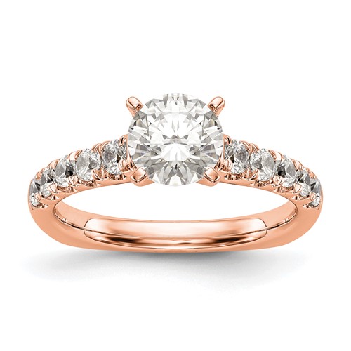 True Origin 14K Rose Gold 0.50 Carat Lab Grown Diamond VS+ F+ Semi-Mount Peg Set Engagement Ring