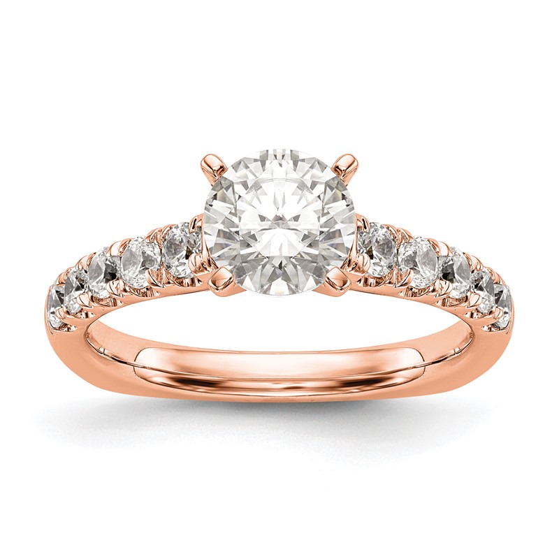 True Origin 14K Rose Gold 1/2 carat Lab Grown Diamond VS  D E F  Semi Mount Peg Set Ring