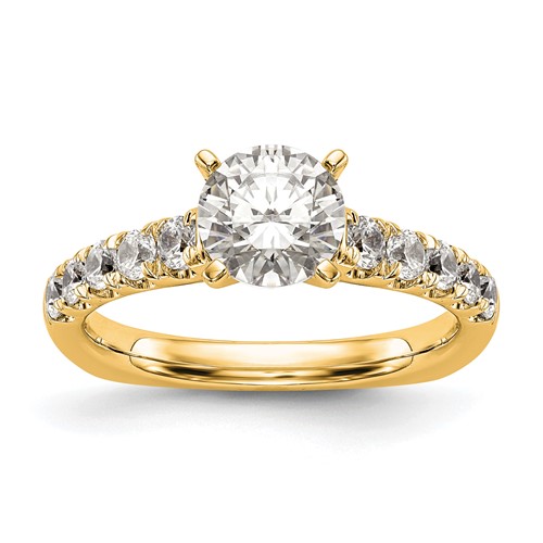 True Origin 14K Yellow Gold 0.50 Carat Lab Grown Diamond VS+ F+ Semi-Mount Peg Set Engagement Ring