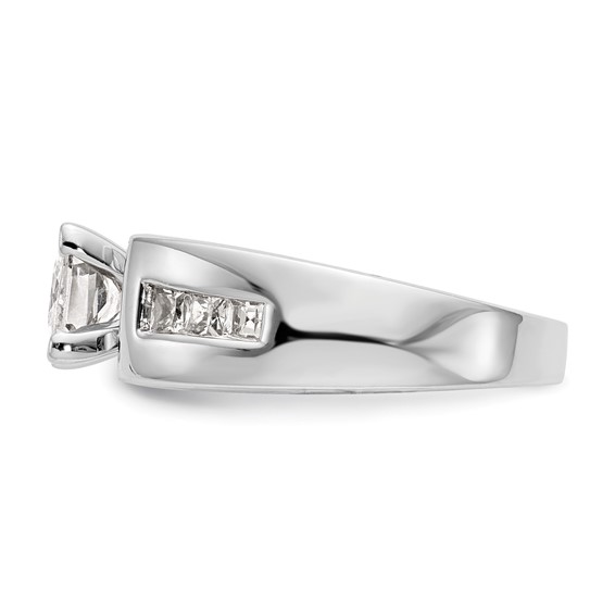 14K White Gold Peg Set Channel Princess Engagement Ring Mounting