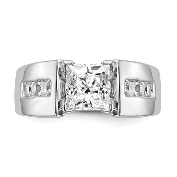 14K White Gold Peg Set Channel Princess Engagement Ring Mounting