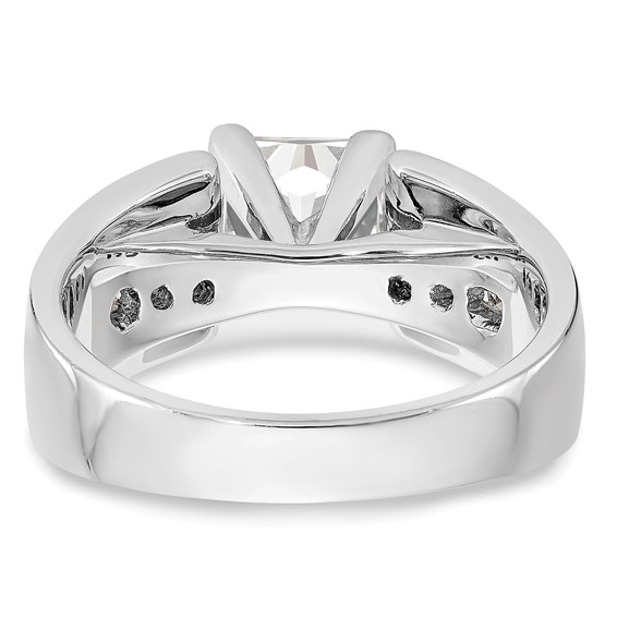 14K White Gold Peg Set Channel Princess Engagement Ring Mounting