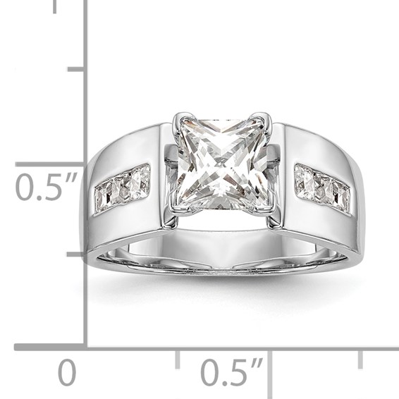 14K White Gold Peg Set Channel Princess Engagement Ring Mounting