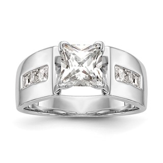 14K White Gold Peg Set Channel Princess Engagement Ring Mounting