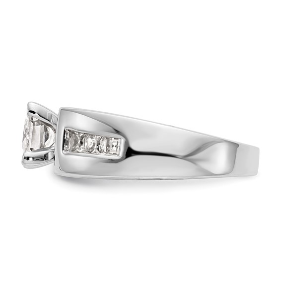 14K White Gold Peg Set 3/8 carat Channel-set Princess Diamond Semi-mount Engagement Ring