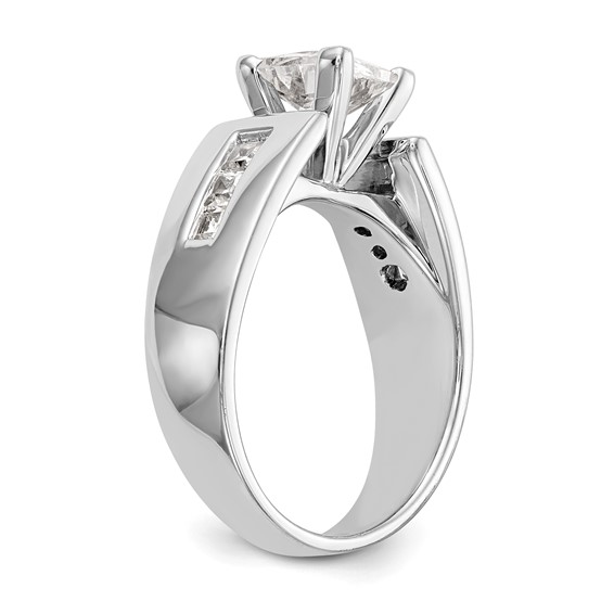 14K White Gold Peg Set 3/8 carat Channel-set Princess Diamond Semi-mount Engagement Ring