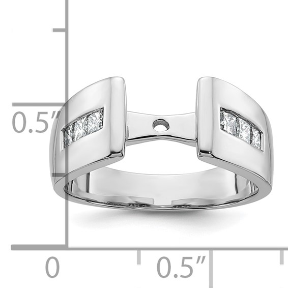 14K White Gold Peg Set 3/8 carat Channel-set Princess Diamond Semi-mount Engagement Ring