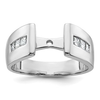 14K White Gold Peg Set 3/8 carat Channel-set Princess Diamond Semi-mount Engagement Ring