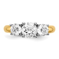 14K Two-tone Three Stone 0.50 Carat Center Round and 0.25 Carat Side Stone Engagement Ring Mounting view 4