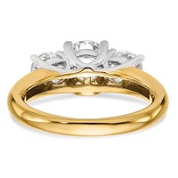 14K Two-tone Three Stone 0.50 Carat Center Round and 0.25 Carat Side Stone Engagement Ring Mounting view 5