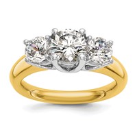 14K Two-tone Three Stone 0.50 Carat Center Round and 0.25 Carat Side Stone Engagement Ring Mounting view 1