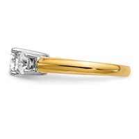 14K Two-tone Three Stone 1 Carat Center Round and 0.50 Carat Side Stone Engagement Ring Mounting view 3