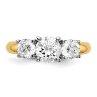 14K Two-tone Three Stone 1 Carat Center Round and 0.50 Carat Side Stone Engagement Ring Mounting view 4