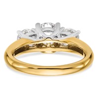 14K Two-tone Three Stone 1 Carat Center Round and 0.50 Carat Side Stone Engagement Ring Mounting view 5