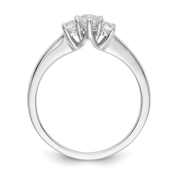 14K White Gold 3-Stone (Holds 1/4 carat (4.1mm) Round Center) Includes 2-2.7mm Round Side Diamonds Semi-Mount Engagement Ring