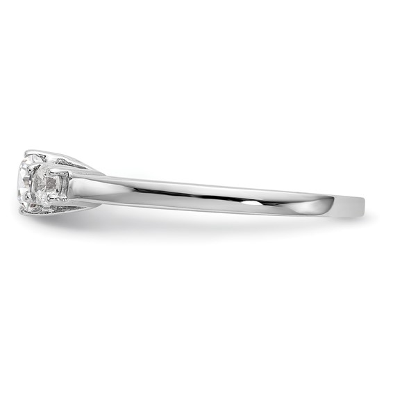 14K White Gold 3-Stone (Holds 1/4 carat (4.1mm) Round Center) Includes 2-2.7mm Round Side Diamonds Semi-Mount Engagement Ring