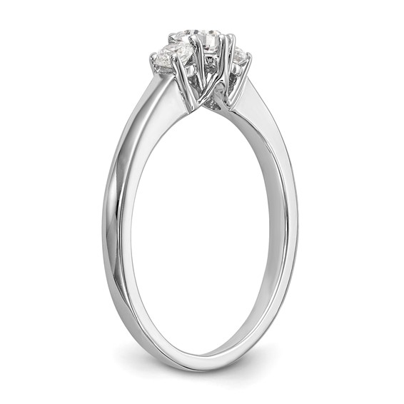 14K White Gold 3-Stone (Holds 1/4 carat (4.1mm) Round Center) Includes 2-2.7mm Round Side Diamonds Semi-Mount Engagement Ring
