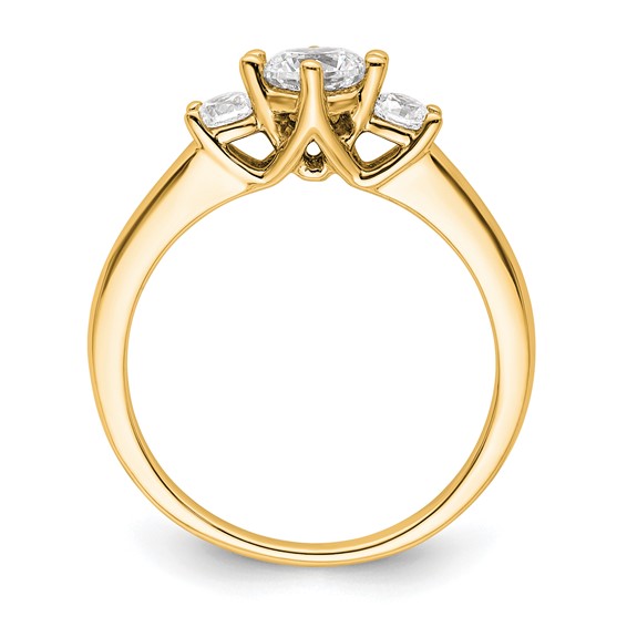 14K Yellow Gold 3-Stone Diamond Engagement Ring Mounting