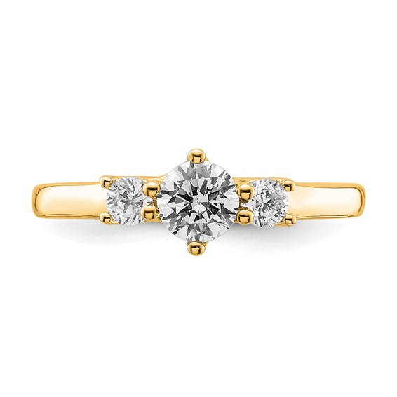 14K Yellow Gold 3-Stone Diamond Engagement Ring Mounting