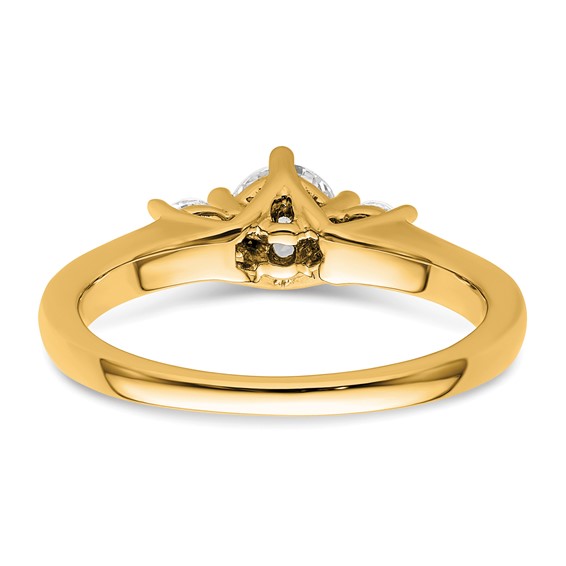 14K Yellow Gold 3-Stone Diamond Engagement Ring Mounting