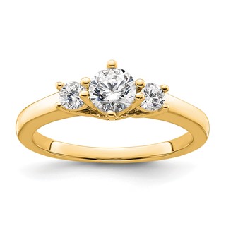 14K Yellow Gold 3-Stone Diamond Engagement Ring Mounting