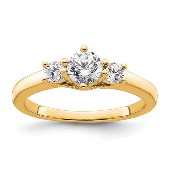 14K Yellow Gold 3-Stone Diamond Engagement Ring Mounting