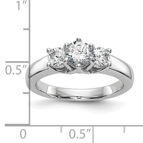 14K White Gold 3-Stone (Holds 1/2 carat (5.2mm) Round Center) Includes 2-4.0mm Round Side Diamonds Semi-Mount Engagement Ring