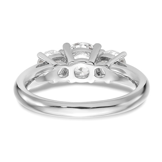 14K White Gold 3-Stone (Holds 1.5 carat (7.5mm) Round Center and (2-5.8mm) Round Sides) Engagement Ring Mounting