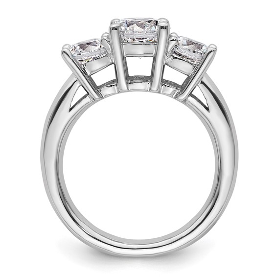 14K White Gold 3-Stone (Holds 1.25 carat (7.00mm) Round Center and (2-5.5mm) Round Sides) Engagement Ring Mounting