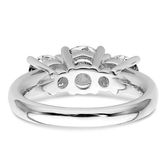 14K White Gold 3-Stone (Holds 1.25 carat (7.00mm) Round Center and (2-5.5mm) Round Sides) Engagement Ring Mounting
