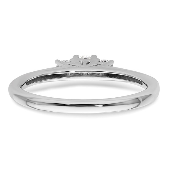 14K White Gold 3-Stone (Holds 1/8 carat (3.20mm) Round Center and (2-2.5mm) Round Sides) Engagement Ring Mounting