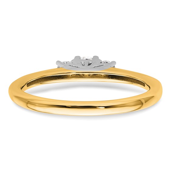14K Two-tone 3-Stone (Holds 1/8 carat (3.20mm) Round Center and (2-2.5mm) Round Sides) Engagement Ring Mounting