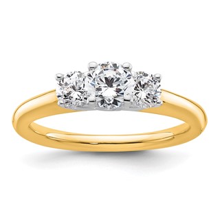 14K Two-tone 3-Stone (Holds 1/2 carat (5.20mm) Round Center and (2-4.1mm) Round Sides) Engagement Ring Mounting