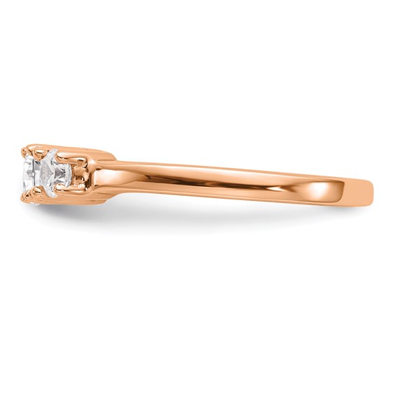 14K Rose Gold 3-Stone Diamond Engagement Ring Mounting