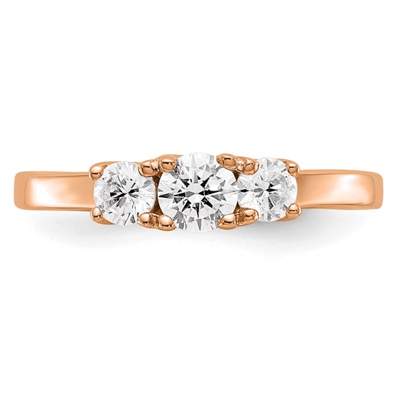 14K Rose Gold 3-Stone Diamond Engagement Ring Mounting