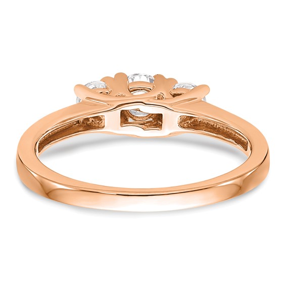 14K Rose Gold 3-Stone Diamond Engagement Ring Mounting