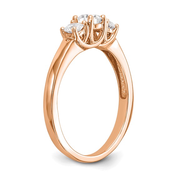 14K Rose Gold 3-Stone Diamond Engagement Ring Mounting