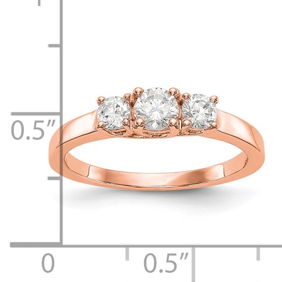14K Rose Gold 3-Stone Diamond Engagement Ring Mounting