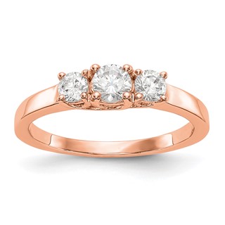 14K Rose Gold 3-Stone Diamond Engagement Ring Mounting