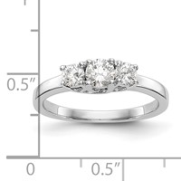 14K White Gold 0.50 Carat Lab Grown Diamond VS SI+ G+ Complete Three Stone Engagement Ring view 3