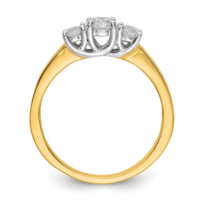 14k Two-tone 1/2 carat Lab Grown Diamond VS/SI+ G+ Complete Three Stone Engagement Ring
